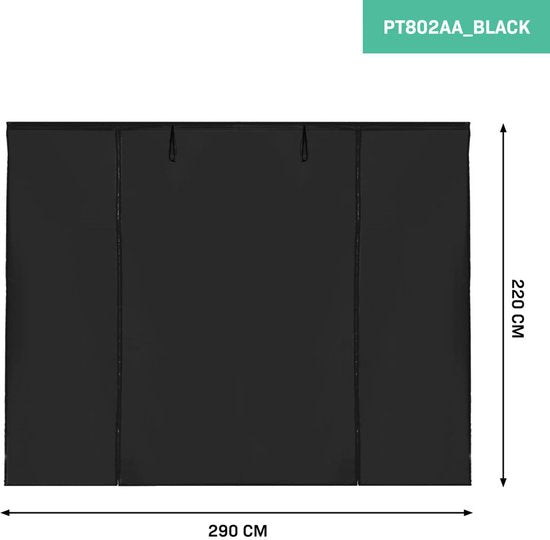 VONROC Jeu de parois latérales - Pour tente de réception Premium PT501XX - Imperméable - Protection UV 50+ - Noir