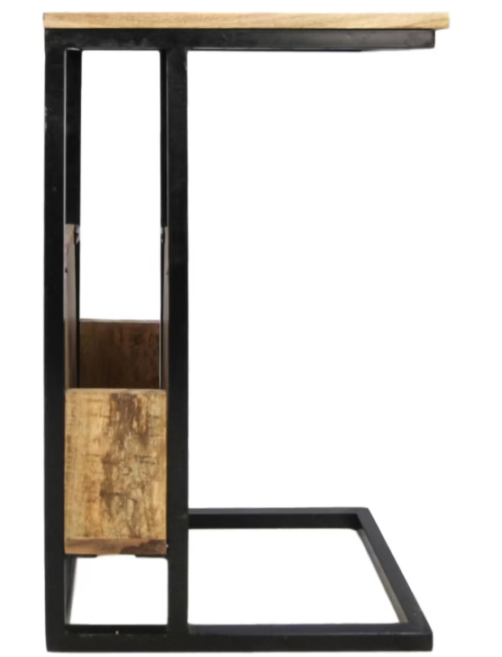 Table d'appoint HSM Collection Magazine - Bois de manguier et métal - 34x40x68 cm - Design industriel