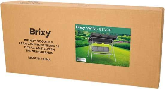 Brixy Swing Bench - 3 places - Auvent réglable - Résistant aux UV - 170x118x153cm - Anthracite