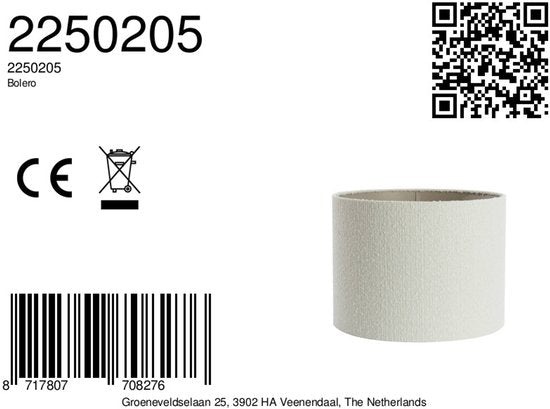Light & Living - abat-jour - Bolero - blanc - tissu - Ø 50 cm - E27 - 2250205