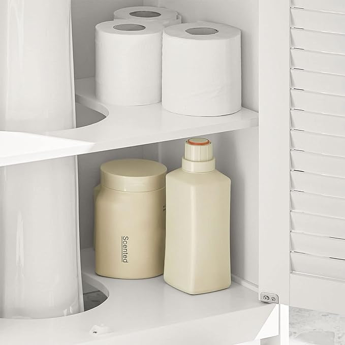 SoBuy Meuble lavabo - 2 Portes - 2 Etagères - Blanc - 60x35x58 cm - FRG237-II-W