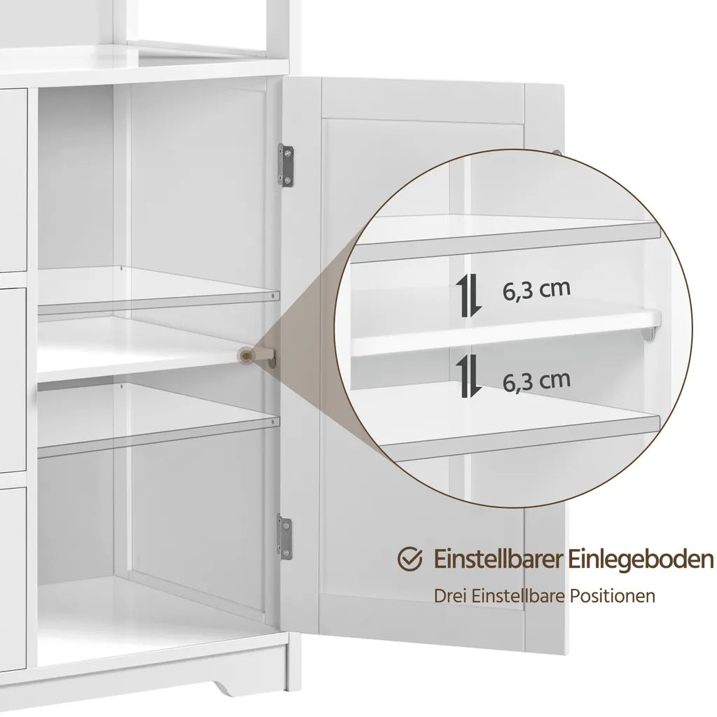 Armoire de salle de bains Yaheetech 66 x 35 x 90 cm - Blanche - Armoire de rangement en bois avec 3 tiroirs et une étagère réglable