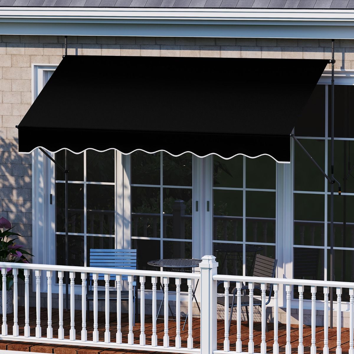 Store Coast sans perçage - Réglable manuellement - Résistant aux UV - Noir 300 cm