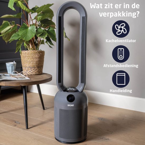 BREND BR-2243 Chauffage par ventilateur sans pales - 2200 Watts - sans pales - affichage LED - minuterie - oscillation - sans danger pour les enfants et les animaux - gris foncé