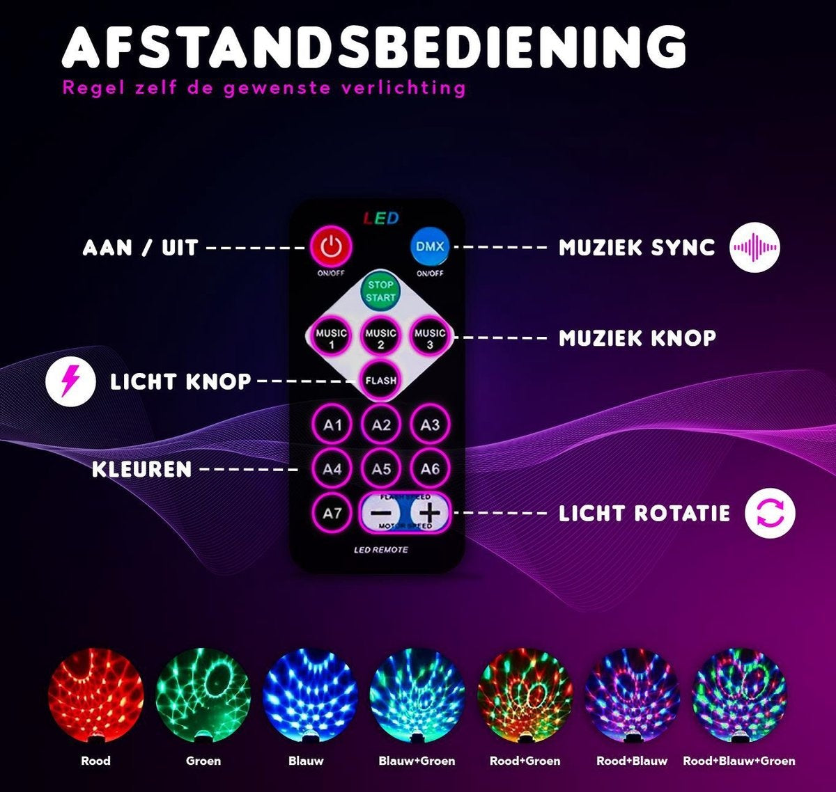 Lampe Disco 2 Pièces - Enfants et Adultes - Lampe Disco - 2 Lampes Disco - Avec Télécommande