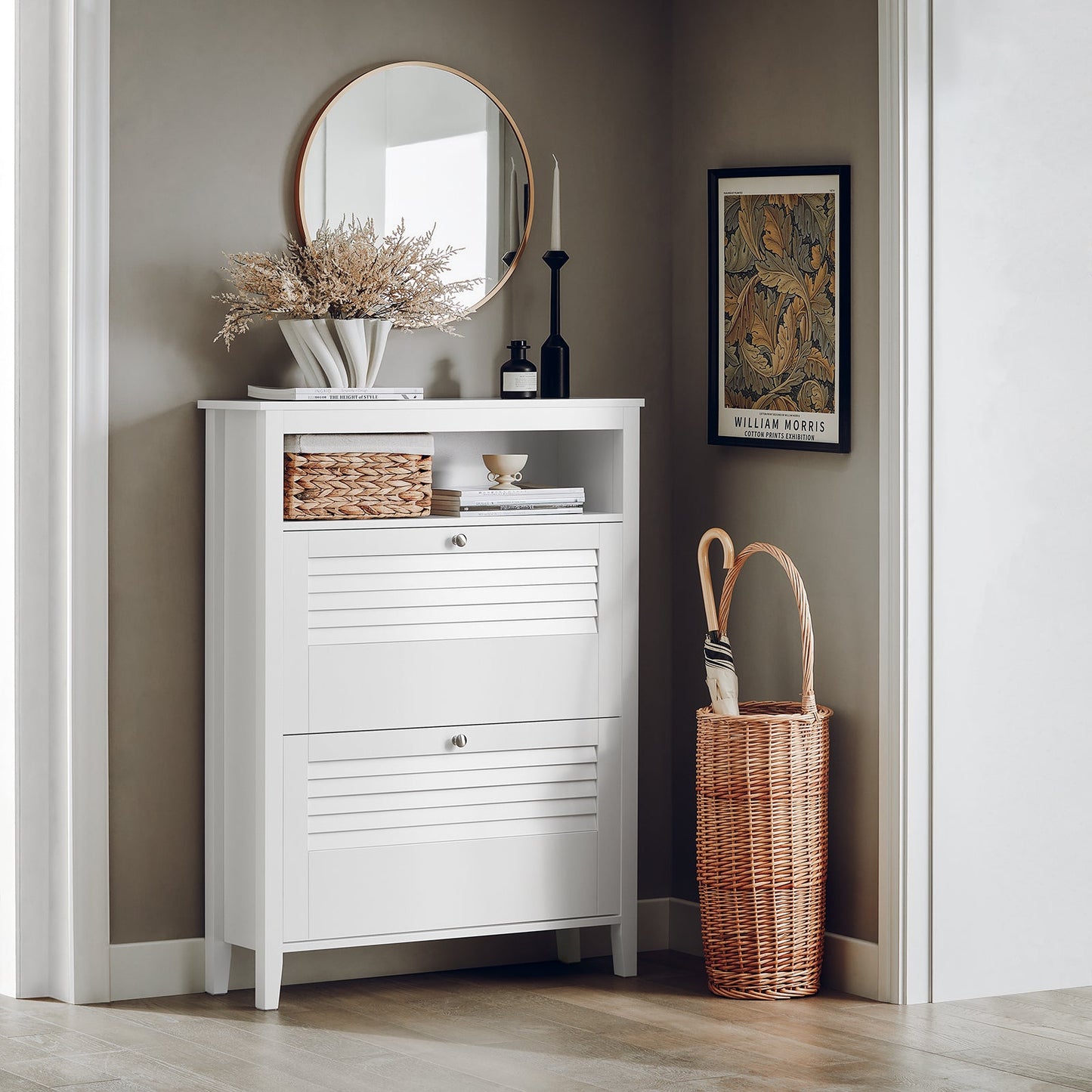 SoBuy Meuble à chaussures - 2 abattants - classique - 80 x 25 x 108 cm - blanc