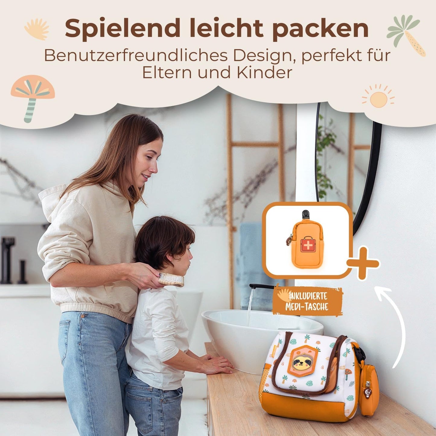 REISERACKER Trousse de toilette pour enfants - orange - 9 x 21 x 18 cm