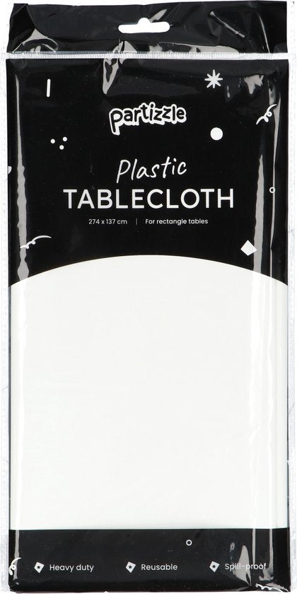 Partizzle 2x Nappe en plastique jetable - Décorations pour futures mariées - Décoration de mariage à Noël - Anniversaire - Blanc - 274 x 137 cm