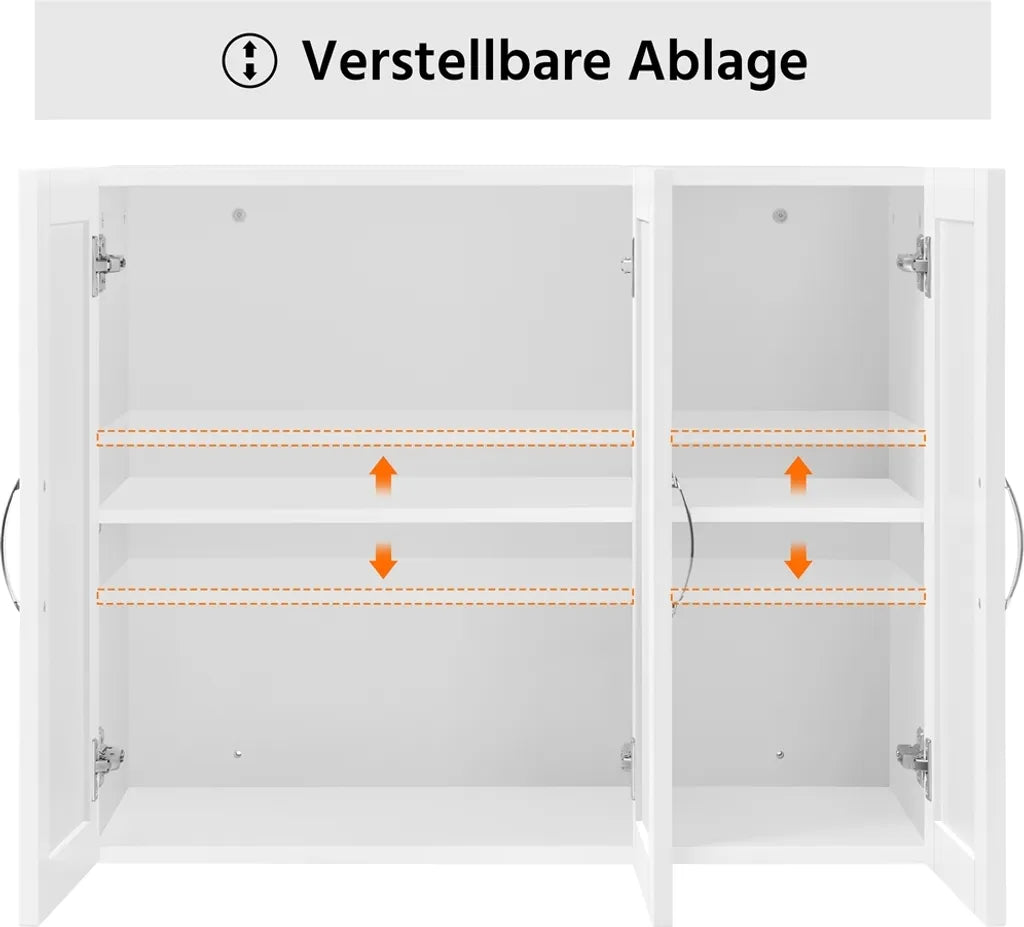 Armoire suspendue Yaheetech - 3 portes - Étagère réglable - 75 x 31 x 60 cm - Blanc