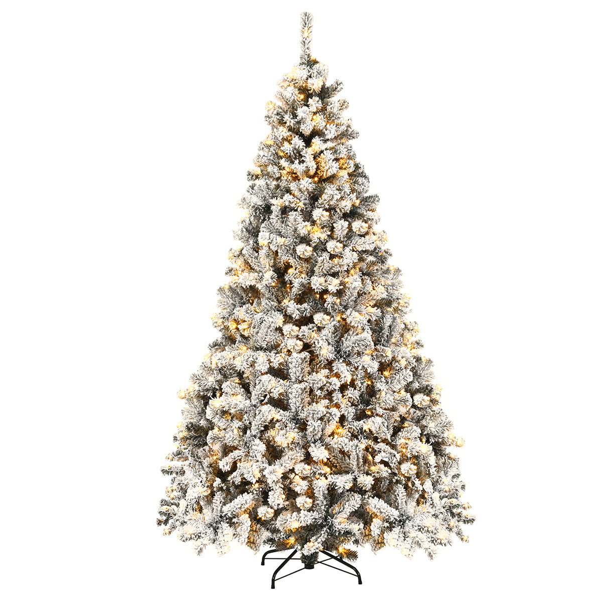 Coast 225 cm sapin de Noël artificiel avec neige et lumières LED blanc chaud sapin de Noël aiguilles en PVC