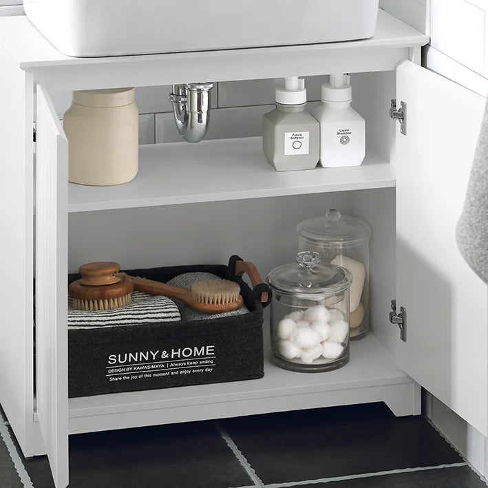 SoBuy - Meuble évier - Meuble de salle de bain blanc - 60x60x30cm - Blanc - BZR108-W