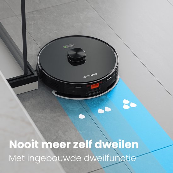 Auronic Robot Aspirateur - Avec fonction balayage - WiFi et App - Station de charge - Animaux domestiques - Robot balayeur - Navigation laser - Station de vidange automatique - Noir