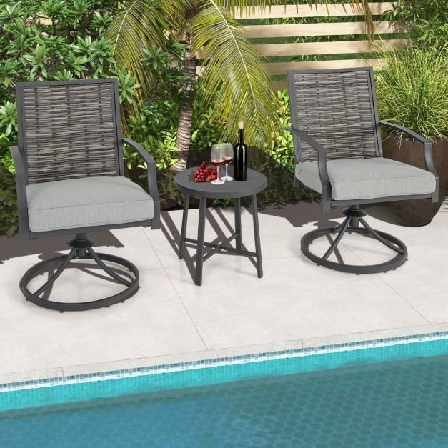 Coast Set de 2 chaises pivotantes - Table basse et coussins d'assise inclus - max. 150 kg - 68 x 60 x 90 cm - Gris