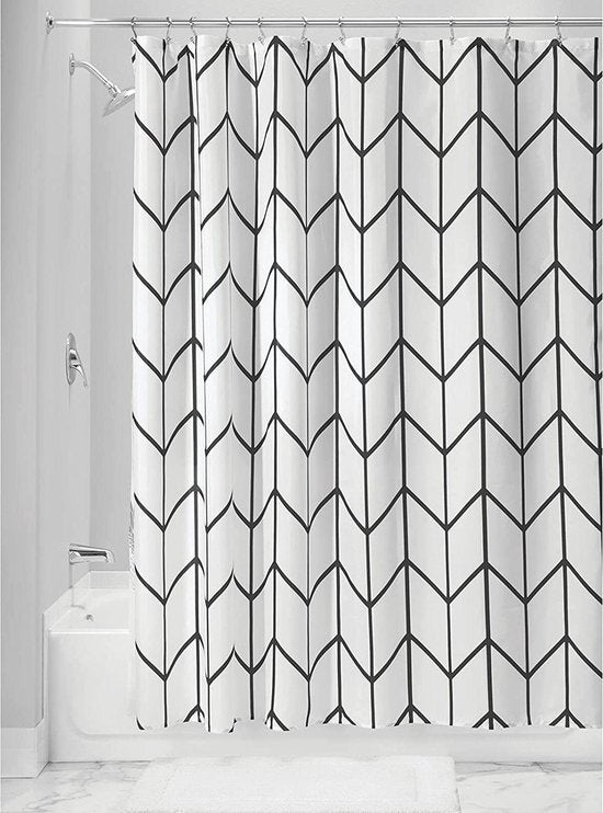 Rideau de douche Accessoires de salle de bains - Arête de poisson - Noir/Blanc- 180x200 cm
