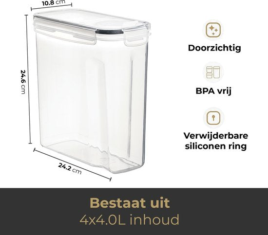 Stosh Stock jars - Boîtes à bouillon - hermétique - 4 pièces - 4.0L - sans BPA - plastique