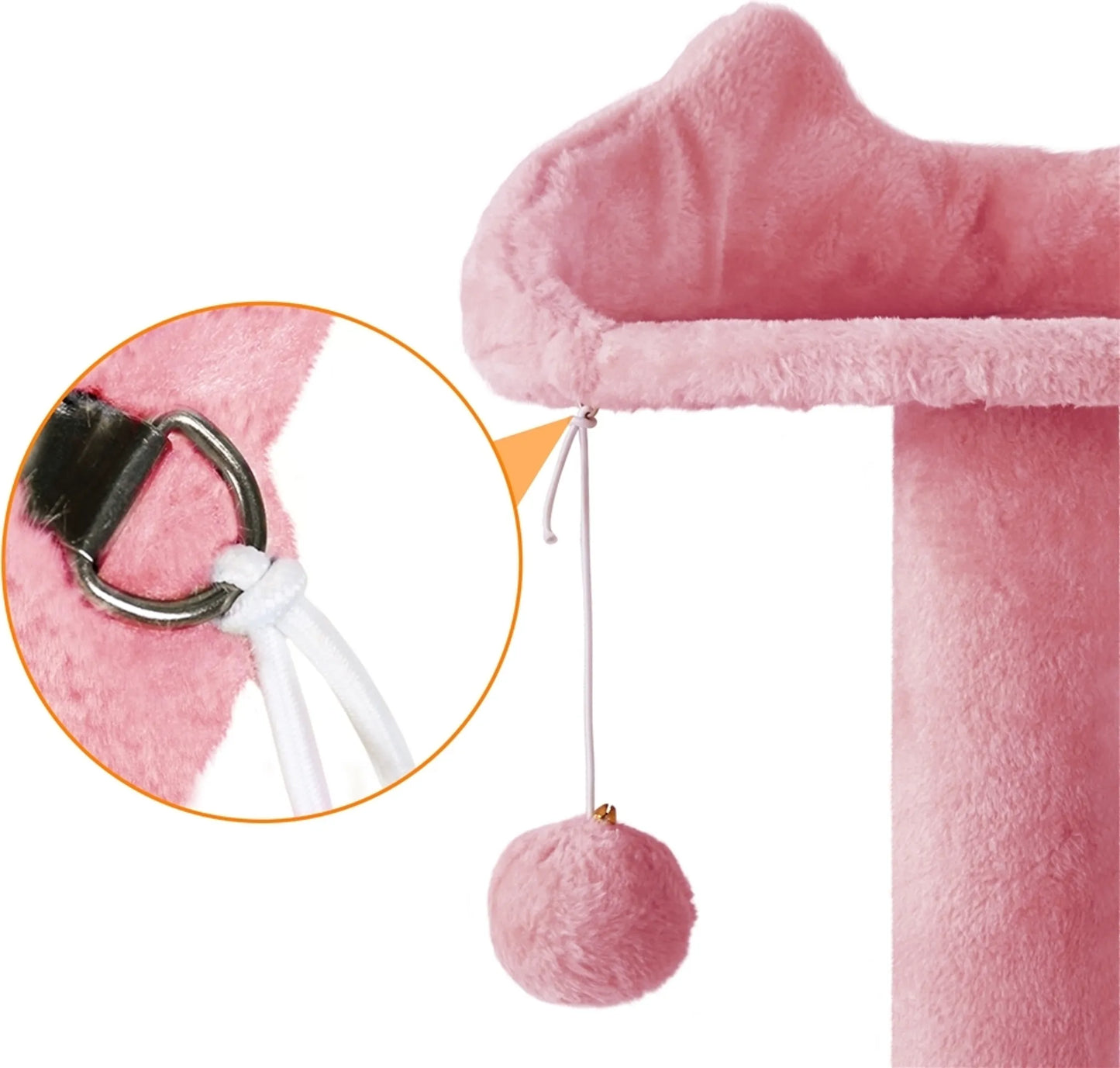 Yaheetech Cat Post XXL avec 3 plateformes d'observation - équipé de 2 maisons pour chats et de 3 griffoirs et d'un dispositif anti-fugue - pour les foyers avec plusieurs chats - peluche rose et sisal - 54 x 54 x 178 cm