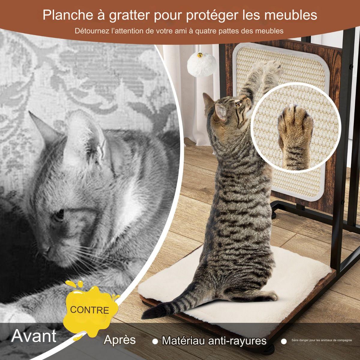 Table d'appoint Coast avec plateau à gratter pour chat - 4 en 1 - Max. 30 kg - 50 x 30 x64 cm - Marron