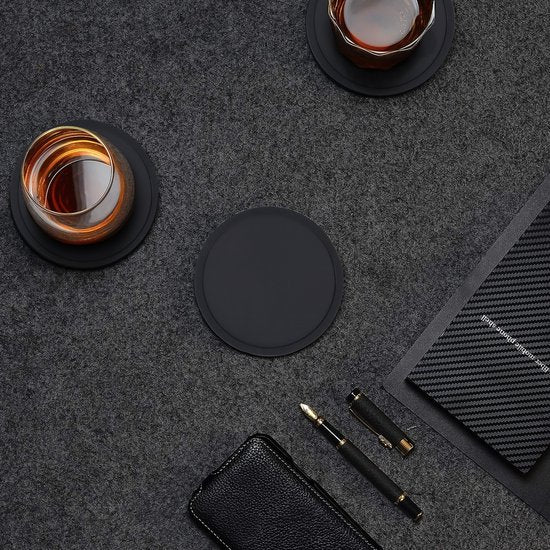 Castagnola Sous-verres en silicone - Sous-verres pour verres - Sous-verres design avec support - Set de sous-verres - Antidérapant - Lot de 8 - Noir