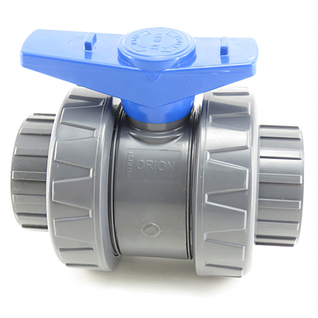 Robinet à boisseau sphérique Fitt en PVC pour piscine - 63 mm - Poignée bleue