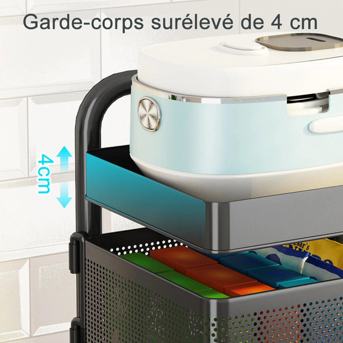Maxcook - Chariot de cuisine sur pied, support de rangement pivotant - 5 étagères