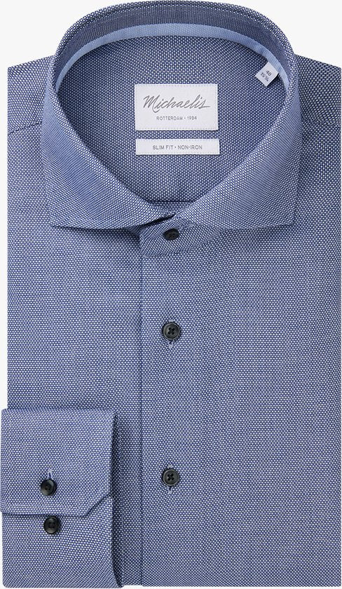 Chemise Michaelis slim fit pour homme - Oxford - bleu foncé - Repassage facile - Taille : 38
