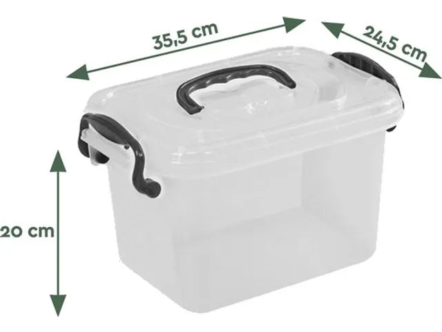 Brasq Boîte de rangement - 11 litres - SB11 - 35,5 x 24,5 x 20 cm - Transparent - Empilable - Par 3 pièces