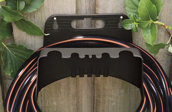 BLACK+DECKER Support mural pour tuyau d'arrosage - tuyau d'arrosage jusqu'à 15 mètres - Support mural pour tuyau d'arrosage - 23 x 16 x 15 CM - Noir