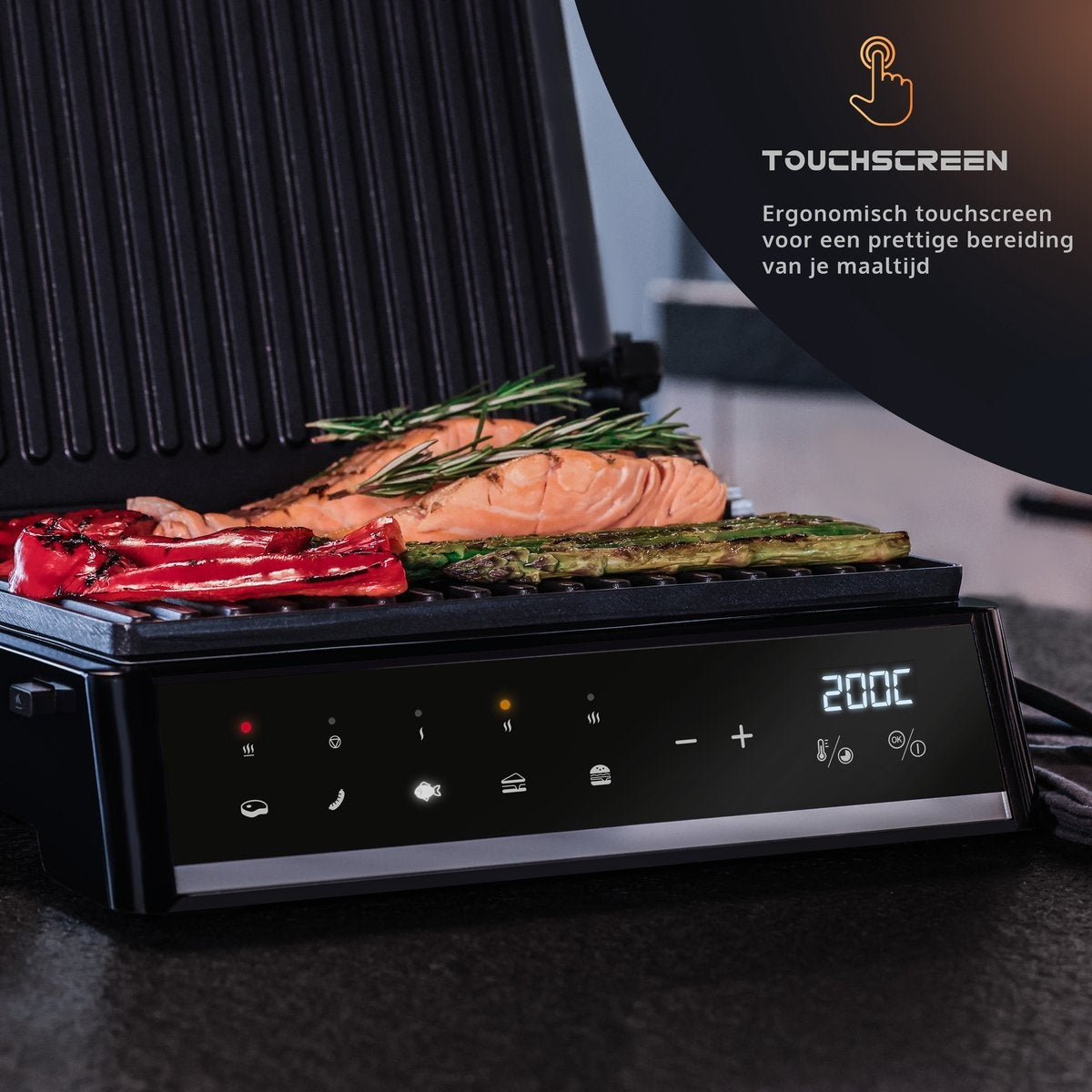 JAP Integrill - Gril de contact intelligent - Lavable au lave-vaisselle - Inclinable à 180º - Avec plaques amovibles - Dispositif de grillage