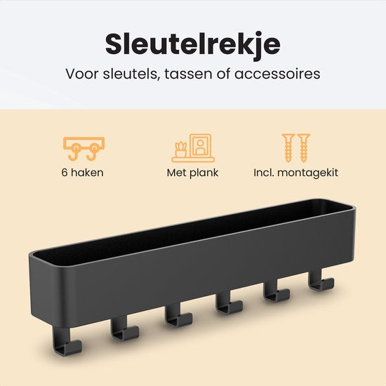 Porte-clés Duna - Porte-clés - Autocollant - Porte-clés moderne avec tapis en silicone - Acier inoxydable - Noir