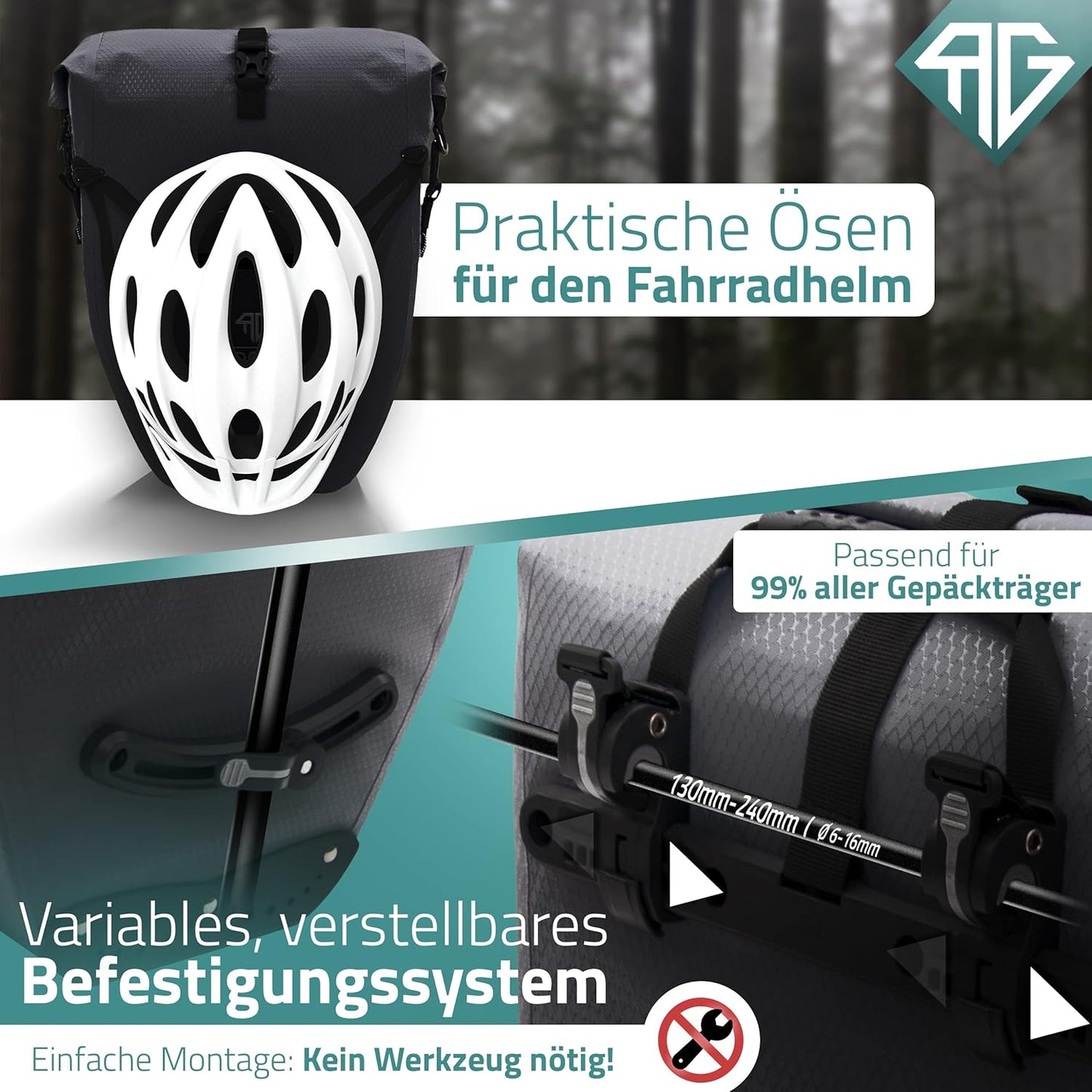 RADGEIST sacoche pour porte-bagages - 2X sacoche pour porte-bagages - sac à bagages étanche et sac à bandoulière - sacoche pour porte-bagages avec réflecteurs