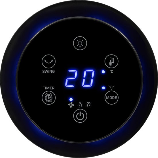 VONROC Luxe chauffage électrique - chauffage soufflant - 1300W/2000W - contrôle par App (via Wifi) et manuel - modèle tour - céramique - Mode AUTO - fonction swing - thermostat et minuterie - 20m2 - Télécommande incluse.