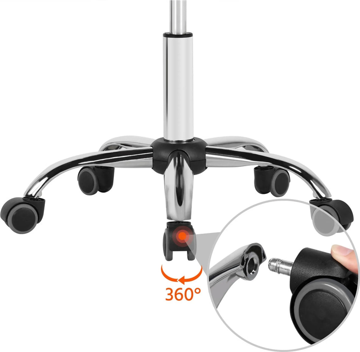 Tabouret de bar Yaheetech sur roulettes avec dossier triangulaire – Équipé d'un vérin à gaz réglable en hauteur, d'un siège pivotant à 360° et d'un design géométrique – Pour le salon, la cuisine et les cabinets professionnels – Simili cuir PU noir et méta