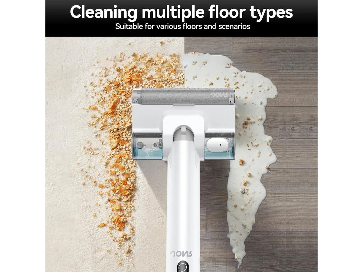 Aspirateur JONR S20 Pro Wet & Dry avec station d'accueil – Conception à 180° pouvant se poser à plat – Nettoyeur de sols humides et secs – Blanc