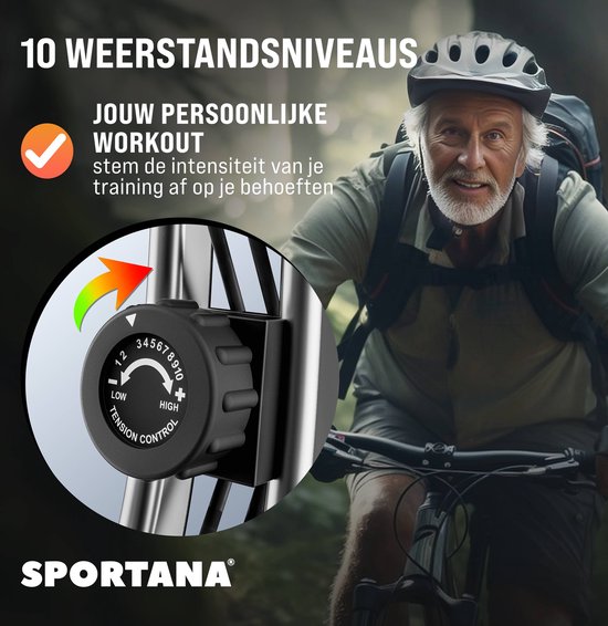 Sportana Vélo d'exercice Eagle 4 - Pliable 10 niveaux - Noir Argent