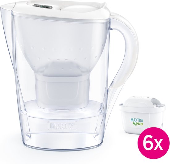 Carafe filtrante BRITA Marella Cool - 2,4 L, blanche - Avec 3 cartouches filtrantes MAXTRA PRO Pure Performance - Lot économique