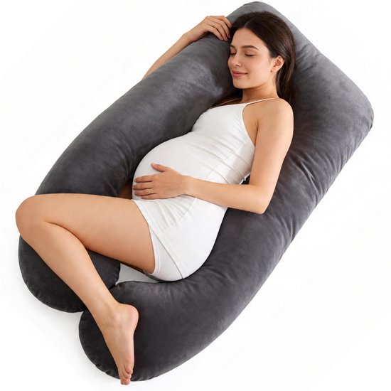 Oreiller de grossesse Earkings pour dormir sur le côté - Gris foncé - 140 x 80 cm