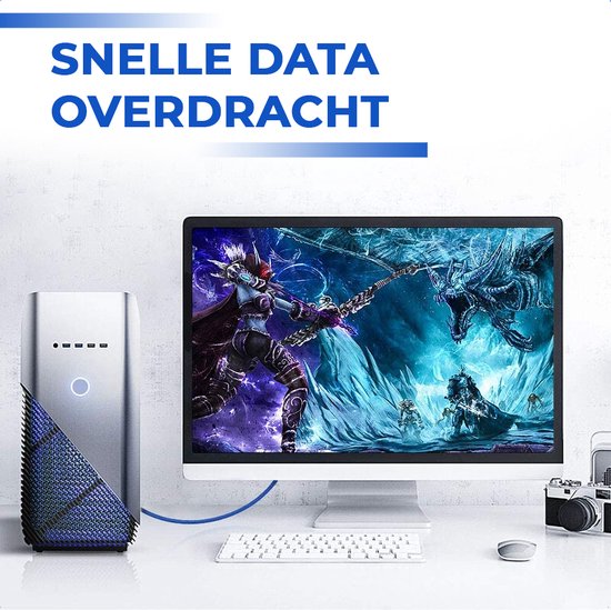 Displayport Cable 1.4 - DP Cable 8K - 24K Gold Plated - 1.8 Metres - Blue