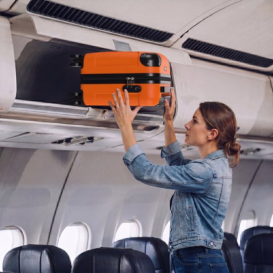 Valise cabine TRVLMORE - 40 x 30 x 20 cm - À placer sous le siège - 24 L - Serrure à combinaison - 4 roulettes - Orange