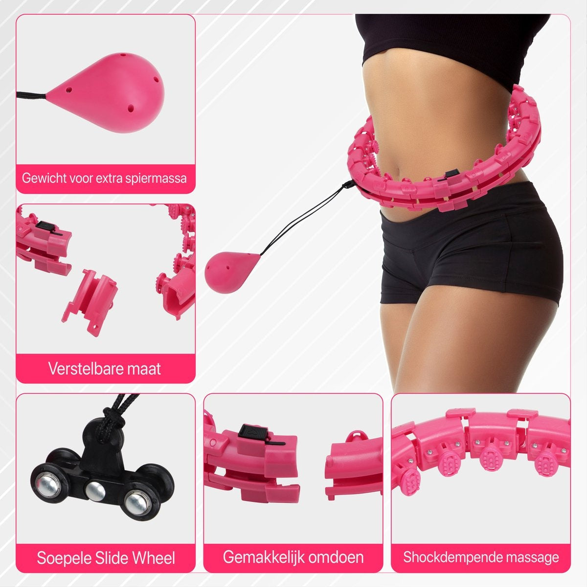 Cerceau Hula Hoop Fitness - Niceey - avec poids - Rose