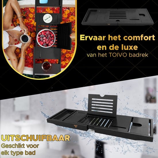 Toivo Bathboard - Extensible 75 - 111 cm - 2 bombes de bain incluses - Support de bain - Pour le bain