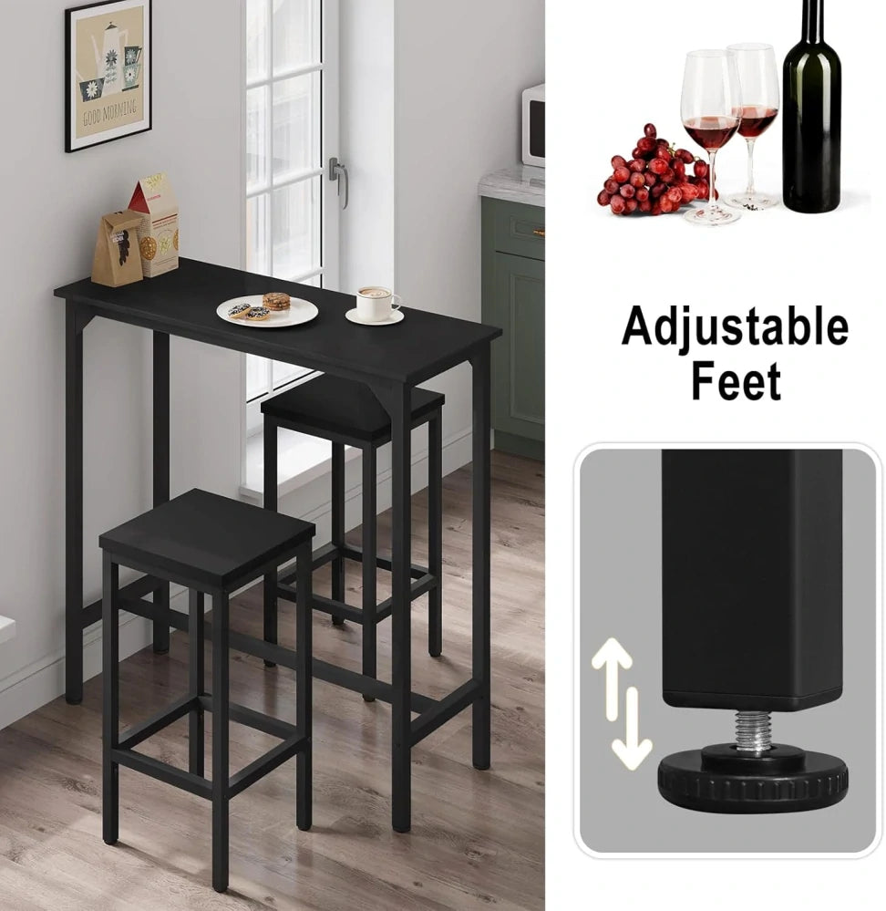 Table haute de bar Eugad - Noir - 100 x 40 x 100 cm