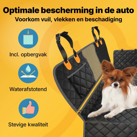 Tapis pour chien Jake and Jacky Car Rear Seat and Trunk Luxe - Tapis pour chien - Housse de protection - Tapis pour chien - Sac de rangement et ceinture de sécurité inclus - 137x148 cm