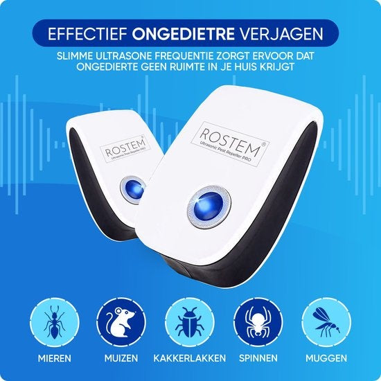 Répulsif à souris Rostem 4-Pack- Lutte contre les insectes - Ultrasons - Blanc