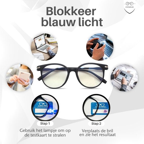 LC Eyewear Display Glasses - Lunettes à lumière bleue - Etui à lunettes inclus - Unisexe - Noir mat