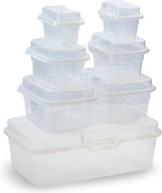 alpina Food Storage Containers Set - avec couvercle et fermeture à clip - 7 pièces - 420 à 4600 ML - Transparent