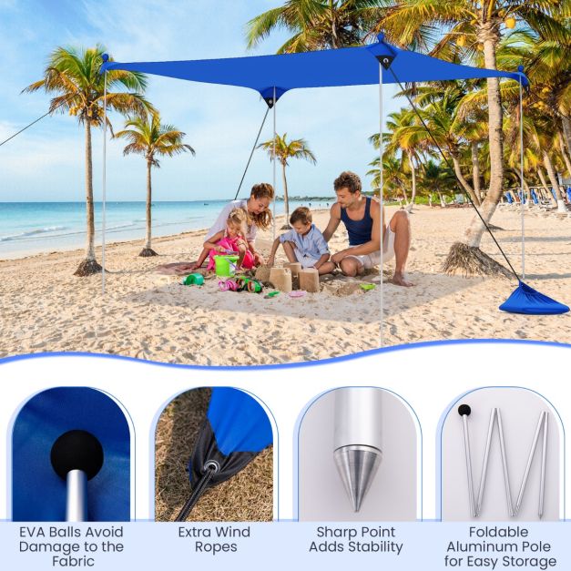 Tente de plage Coast - Portable - Anti-UV - UPF50+ - 300x300cm - Bleu