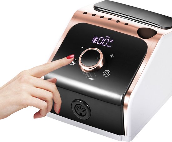 Beeperfect® Lime à ongles électrique Ultimate Edition - Moulin à ongles - Ensemble manucure et pédicure - Sans fil - Comprend 25 embouts, 100 rouleaux abrasifs et 5 accessoires - Avec pédale - 35000RPM