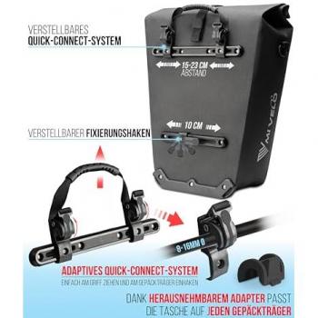 MIVELO Sacoche pour vélo - 100% étanche - Compartiment pour ordinateur portable - 25L - 43 x 33 x 5 cm - Couleur carbone