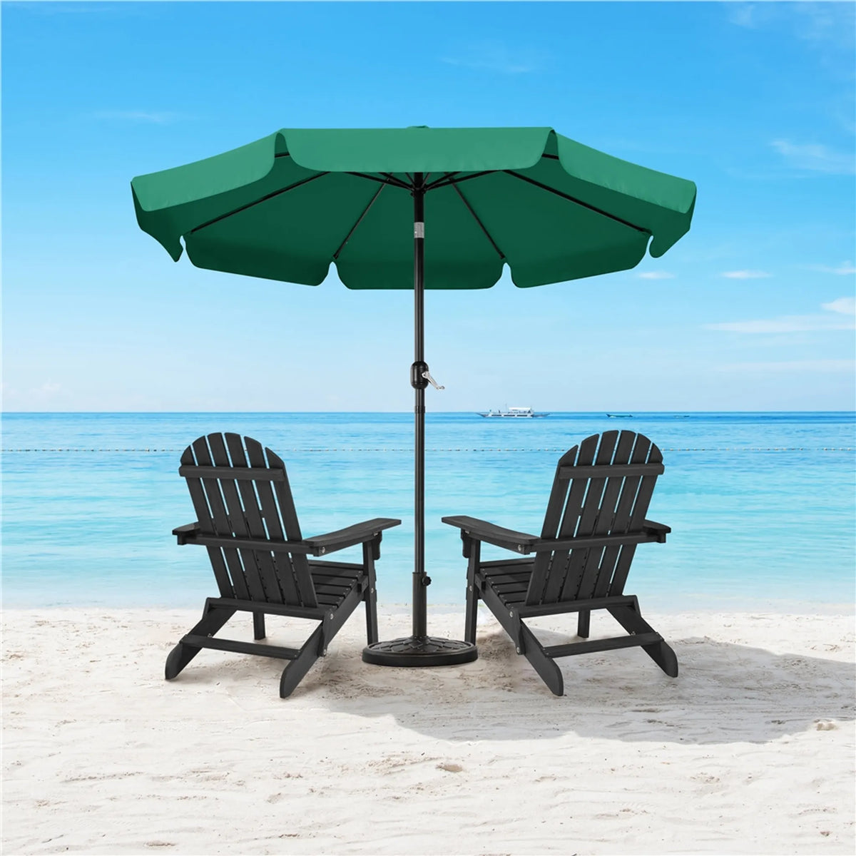 Parasol de jardin avec volant, Ø 267,5 cm, inclinable, avec 8 baleines et une ouverture d'aération, vert foncé