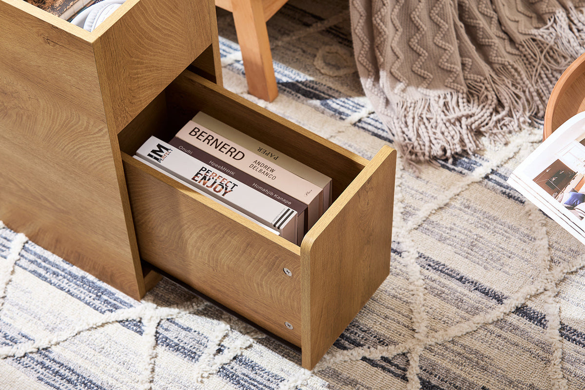SoBuy Table d'appoint avec plateau amovible - Tiroir coulissant et compartiment ouvert - 70 x 25 x 55 cm - FBT158-N